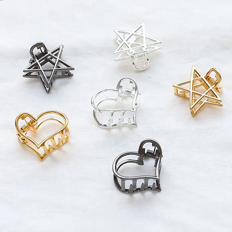 

New Fashion Gold Geometric Simple Alloy Hollow Hair Clips Mini Hairpin Women Headband Hair Holder Claw Vintage Hair Accessories