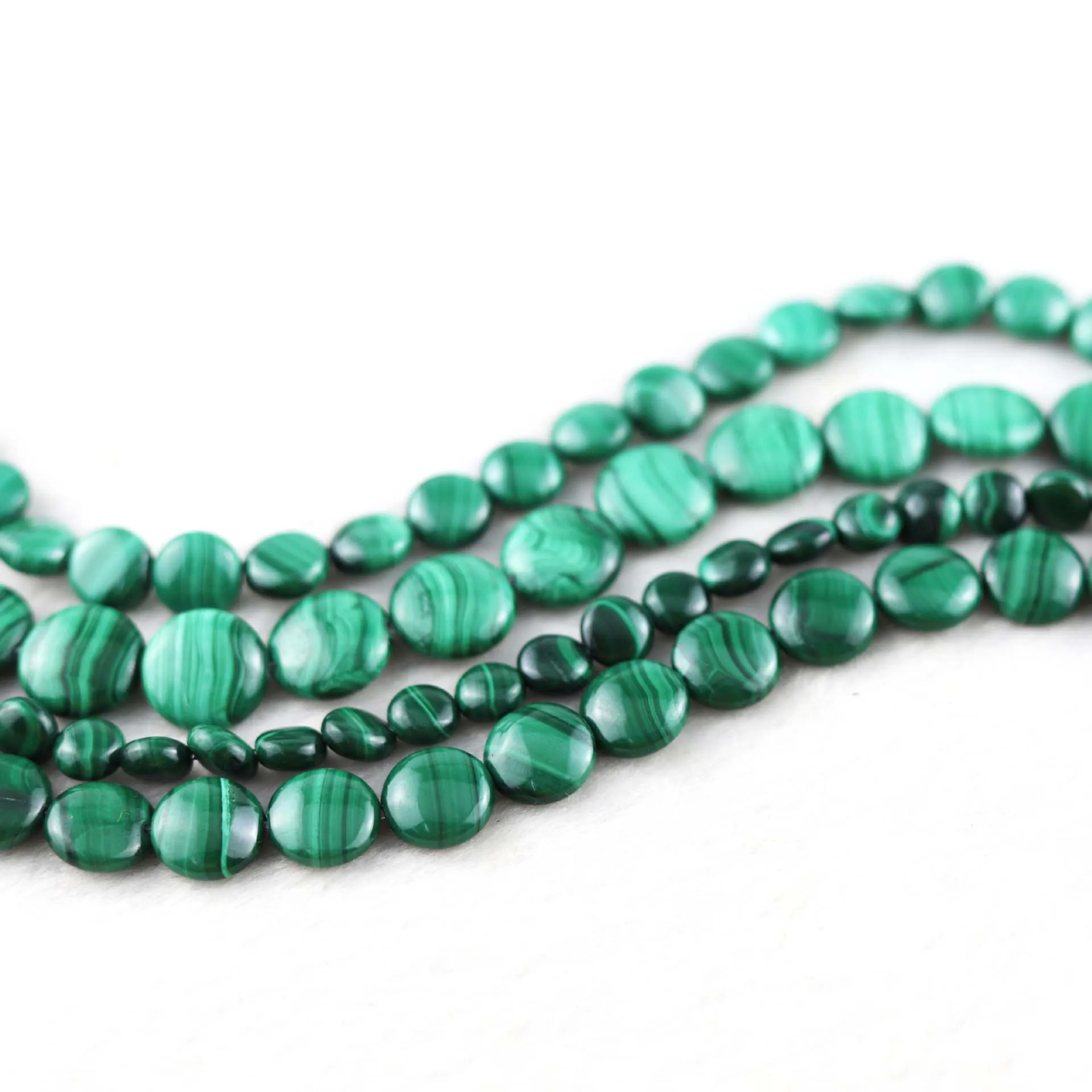 8-14mm Strands Women's AA Top Malachite  Coin Beads Strand-15.5