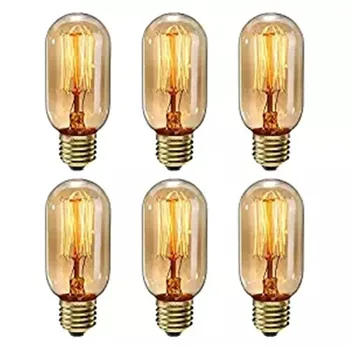 

6pcs Antique Tubular light 40W E27 T45 Retro Dimmable Decorative Incandescent Vintage Edison Light Bulb Filament 220V 240V