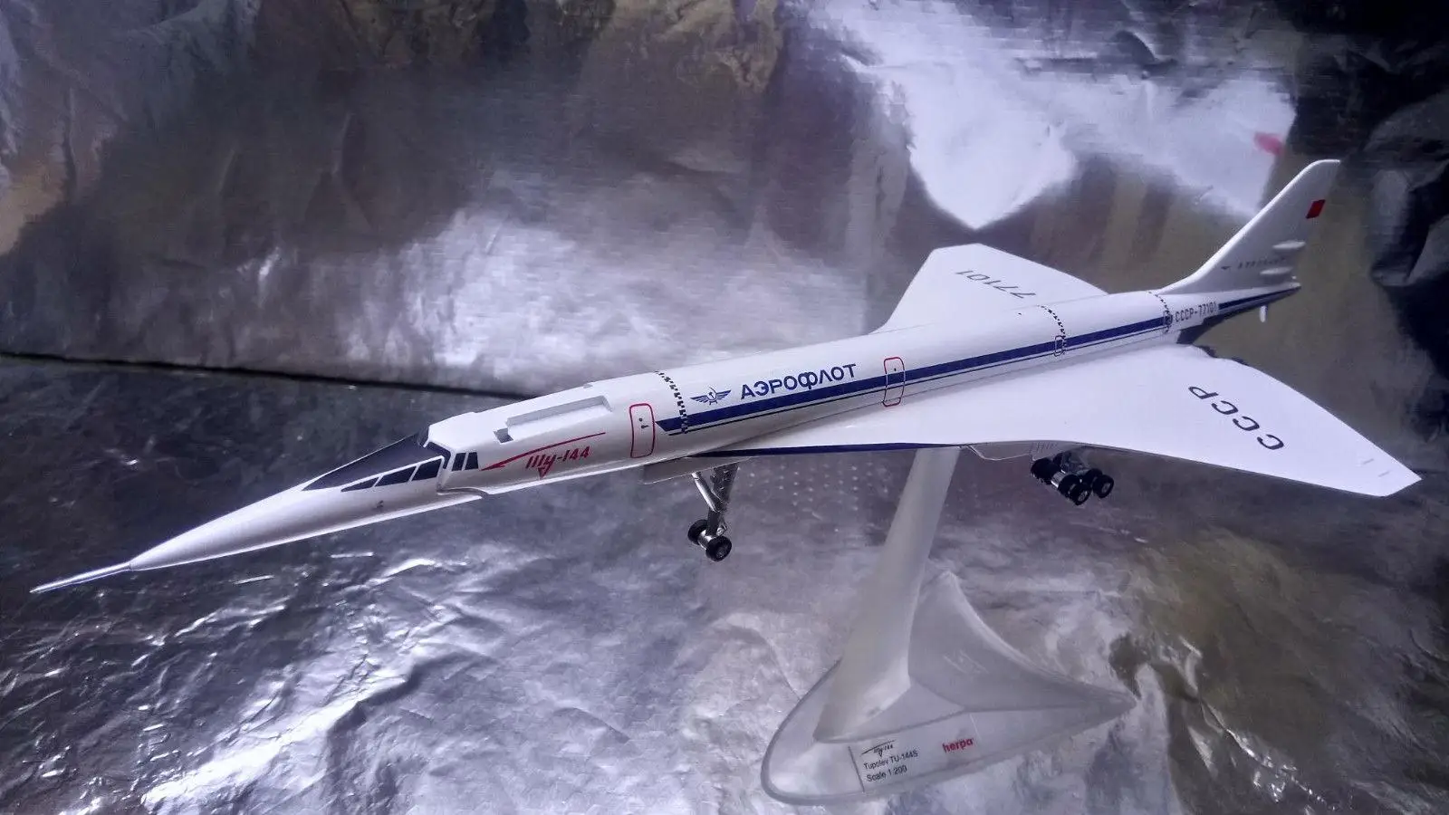 Эрпа советской Аэрофлота Туполева TU-144S 1/200 литья под давлением модель самолета