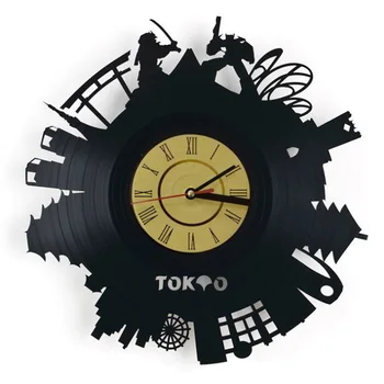 

Tokyo City Vinyl Record Wall Clock Japanese Wall Art Time Clock Modern LP Clock 3D Anime Theme Clock Creativity Gift