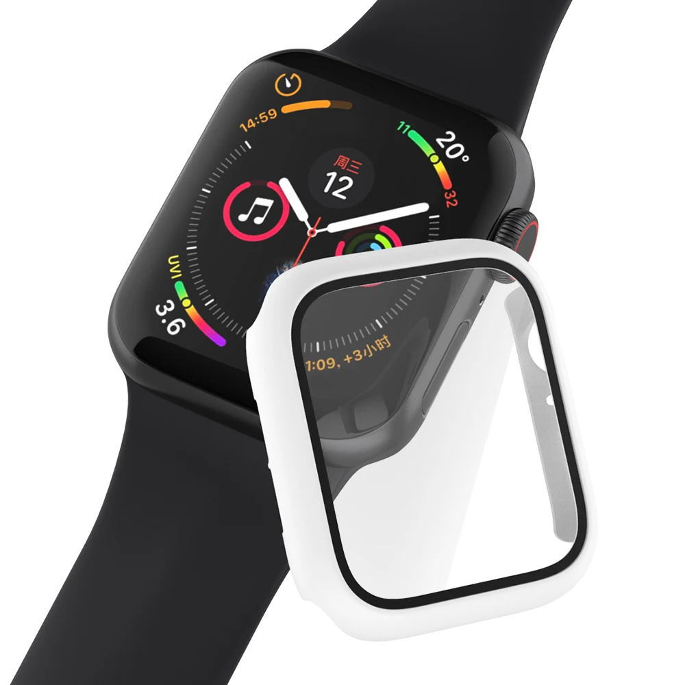 360 Full Bumper Frame Matte Hard Case for Apple Watch 7/6/SE/5/4/3/2/1 Cover Tempered Glass Film for iWatch 41MM 45MM 40MM 44MM
