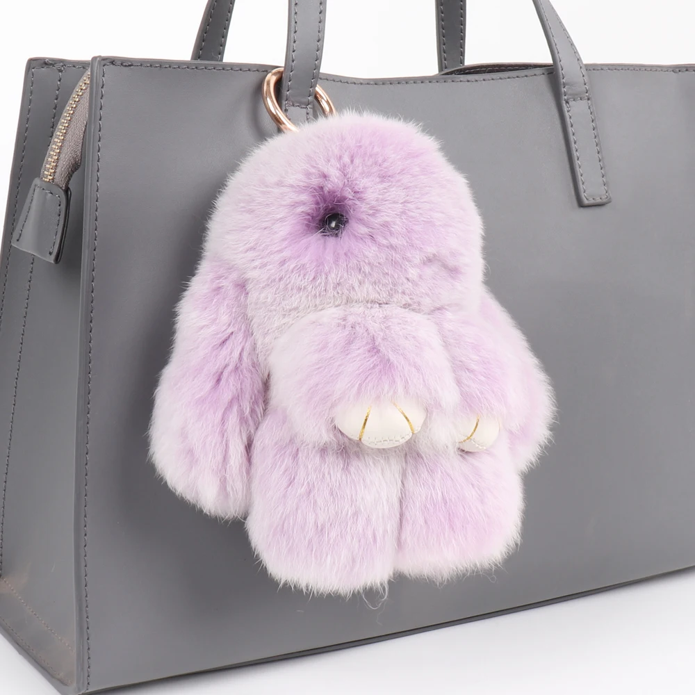 Мода 15 см милый плюф кролик брелок из натуральной Кролика Рекс Меховые брелоки женская сумка игрушки кукла пушистый помпон прекрасный брелок