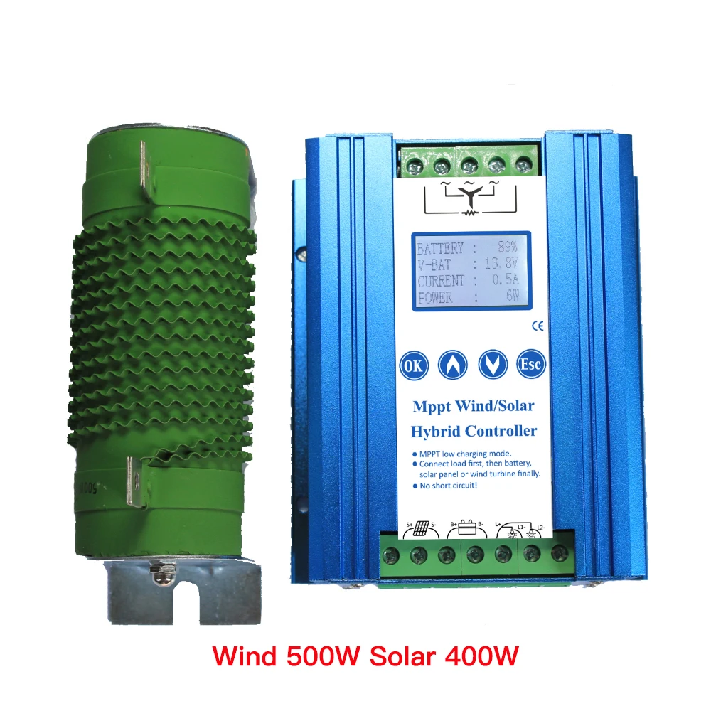 500W Wind 400W Solar Подходит для работы с литий/свинцово-кислотные батареи 1400W солнечный мррт контроллер ветро-солнечной гибридной бустер 12/24V контроллер с модули выгрузки/загрузки - Цвет: 500W Wind 400W Solar