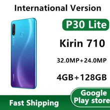 EU Version HuaWei P30 Lite Cell Phone Dual Sim Fingerprint 6.15" IPS Kirin 710 NFC 32.0MP Android 9.0 OTA 4GB RAM 128GB ROM GPS