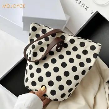 

Women Polka Dot Handbag Casual Classic Creative Delicate Design Large Capacity Shopping Female Beach Travel Purse
