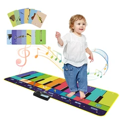 Tapis de jeu de Piano Musical pour enfants, 110x36cm, avec 13 Instruments, cartes cognitives, jeu multifonction, jouets éducatifs précoces, cadeaux de noël 