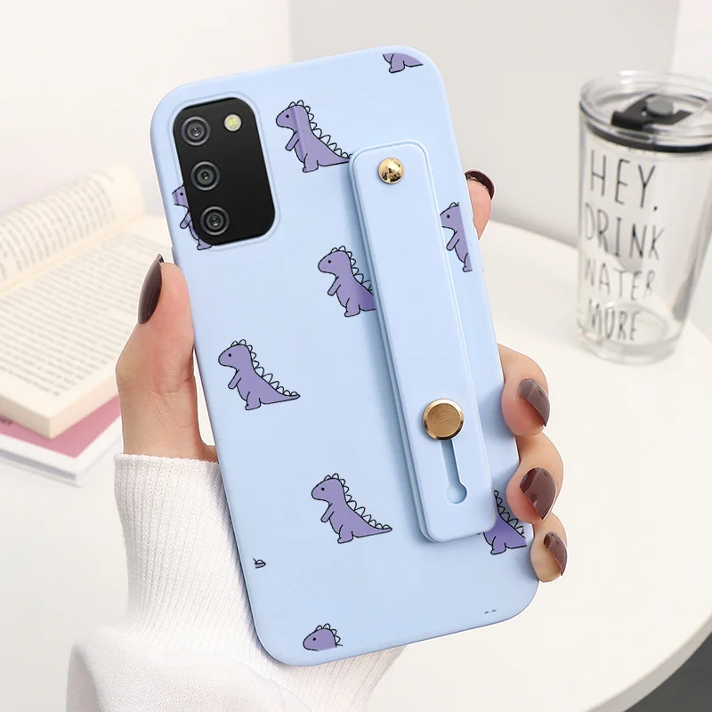 silicone case samsung Dây Đeo Cổ Tay Silicone Mềm Khủng Long Dễ Thương Trường Hợp Dành Cho Samsung Galaxy Samsung Galaxy A02s Một 02 S Ao2s Tay Giá Đỡ Đứng Dành Cho một 02 S 6.5" silicone cover with s pen Cases For Samsung