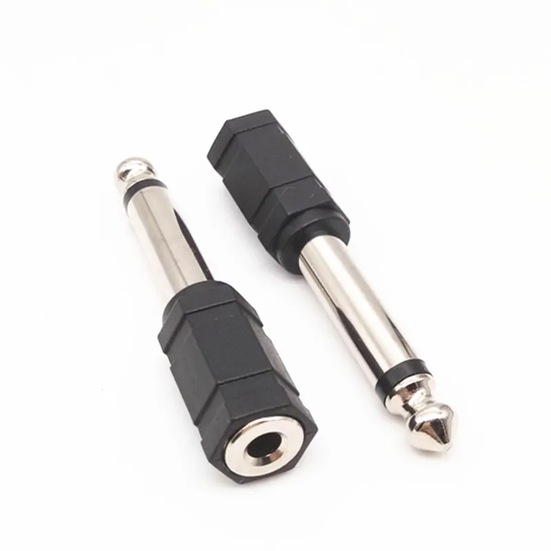 100pcs nickle plated Mono stereo 3.5mm female to 6.35mm 6.35 mm 6.5mm 1/4" inch Male TRS jack audio Adapter connector