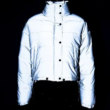 

2019 New Winter Ins Fashion Reflective Parkas Coat Short Thick Coat Loose Parkas Jacket