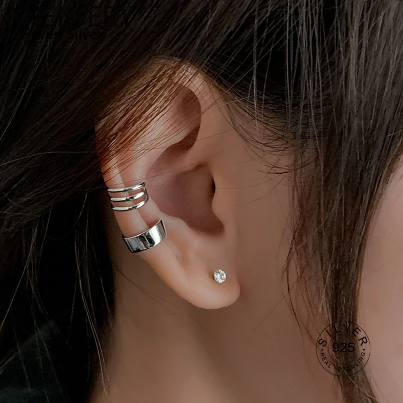 Pendientes sencillos de Plata de Ley 925 para mujer, pendientes de Clip con lisos para las orejas, sin Piercing, pendiente de cartílago falso, moda Punk, nuevo, 1 unidad|Pendientes de clip| - AliExpress