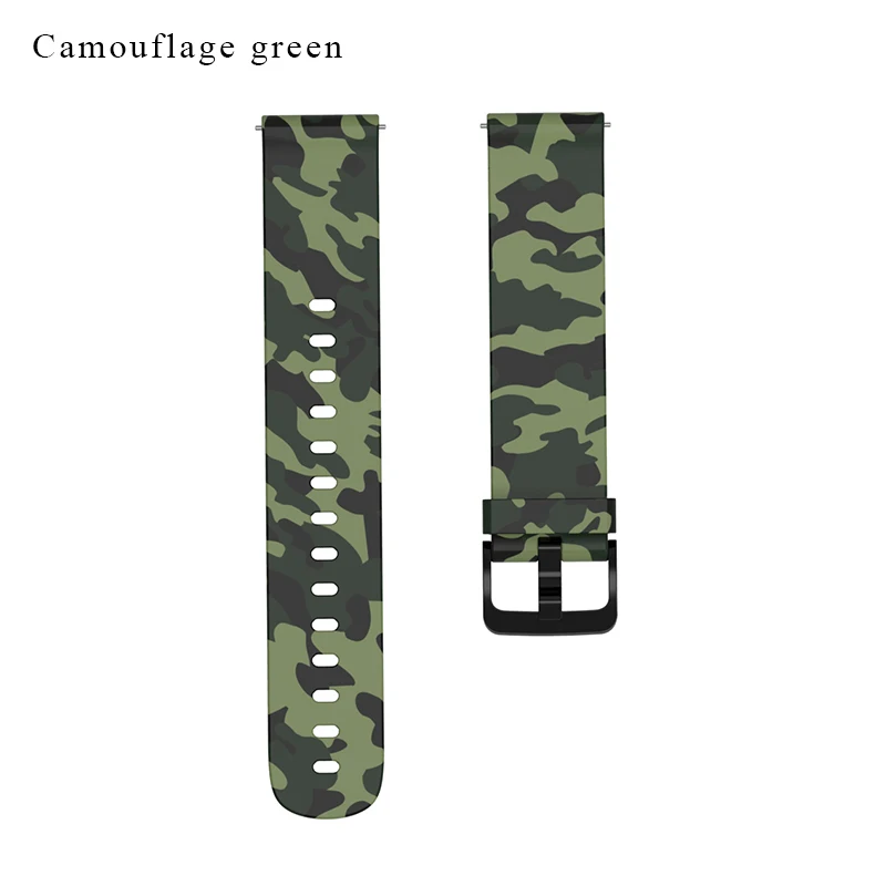 Camouflage green BOORUI Amazfit ремешок Bip 20 мм ремешок для часов Камуфляжный Силиконовый браслет с разнообразным цветочным принтом 20 мм ремешок для Xiaomi Huami Amazfit - Цвет: Camouflage green