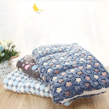 

Winter Pet Dog Fleece Thicken Mattress Blanket Cute Footprints Star Print Warm Soft Cat Pad Kennel Puppies Sleeping Covered Mats