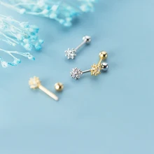 MloveAcc, 925 пробы, серебряные, OL, стильные серьги с закручивающейся спинкой, кубический цирконий, серьги-гвоздики для модных красивых женщин, свадебные ювелирные изделия