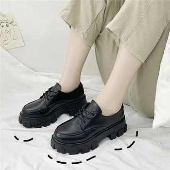 

2019 New Autumn ladies students Black thick high heel retro black work shoes uniform shoes Free shipping A