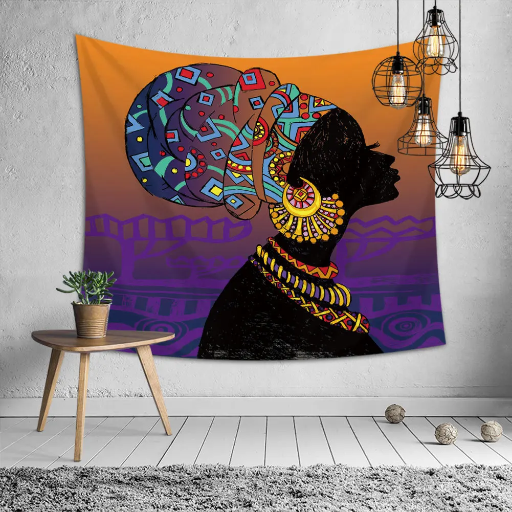 

Africa Women Print Wall Tapestry Hippie Tapestries Hanging Ethnic Fashion Wall Art Decor Sofa Cover Picnic Mat