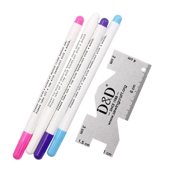 

Metal Sewing Measuring Gauge Quilting Rulers&Water Erasable Pen Fabric Marker Tailor's Pencil Sewing Accessories