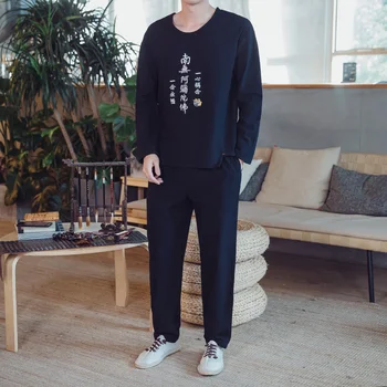 Image of 2018 fall new Chinese style retro personality embroidery leisure long-sleeved men's suit big size trend