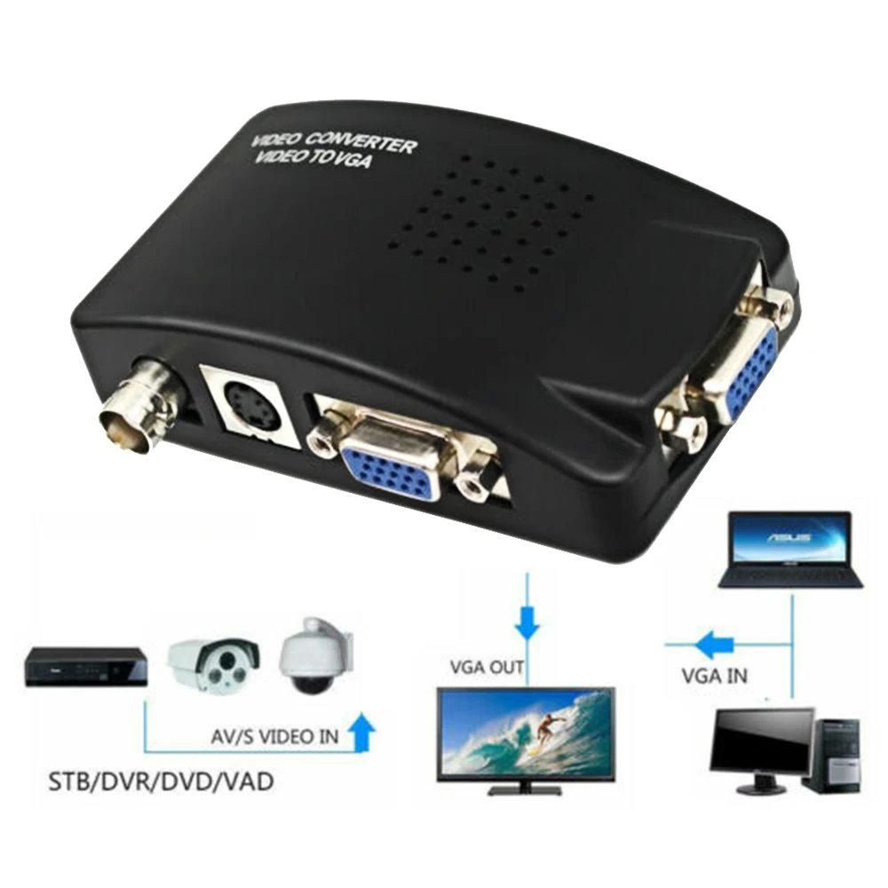 BNC Converter BNC S-Video VGA to VGA HD 1080P Video Converter Adapter for PC Projector Monitor,hdmi to vga adapter cable,vga cable adapter,vga to av converter,vga to hdmi converter