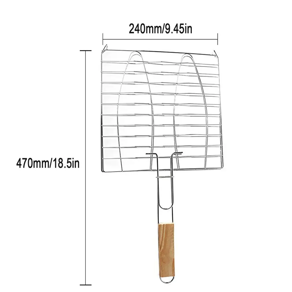 Bold-Type Grilled Fish Clips Grilled Fish Net Square Grill Net Folder Grill Net Clip Grill Tool Outdoor Grill Tool