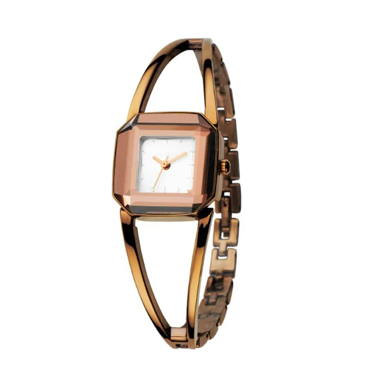 Hot Sale Luxury Crystal Women Watches Exquisite Square Ladies Bracelet Watch Female Dress Watch zegarek damski reloj mujer - Цвет: Brown White