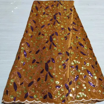 

Latest African Velvet Lace Fabric With Sequins Embroidery Nigerian French Lace Fabric 2020 High Quality Velvet Sequins For Dress