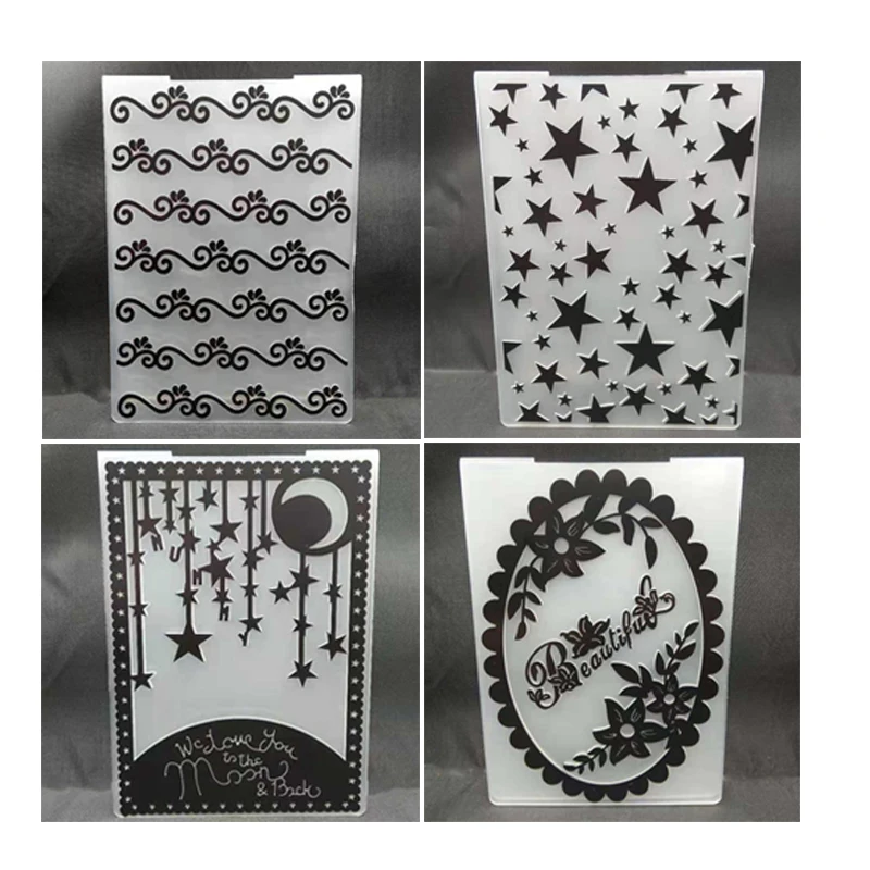 ZATWBS beautiful night Embossing plates Design DIY Paper Cutting Dies Scrapbooking Plastic Embossing Folder