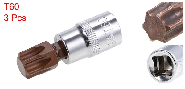 Uxcell 3 шт. Торцевая головка Torx T S2 сталь 48 мм длина T10 T15 T20 T30 T40 T45 T50 T55 T60 для DIY ручной Автомобильный ремонт