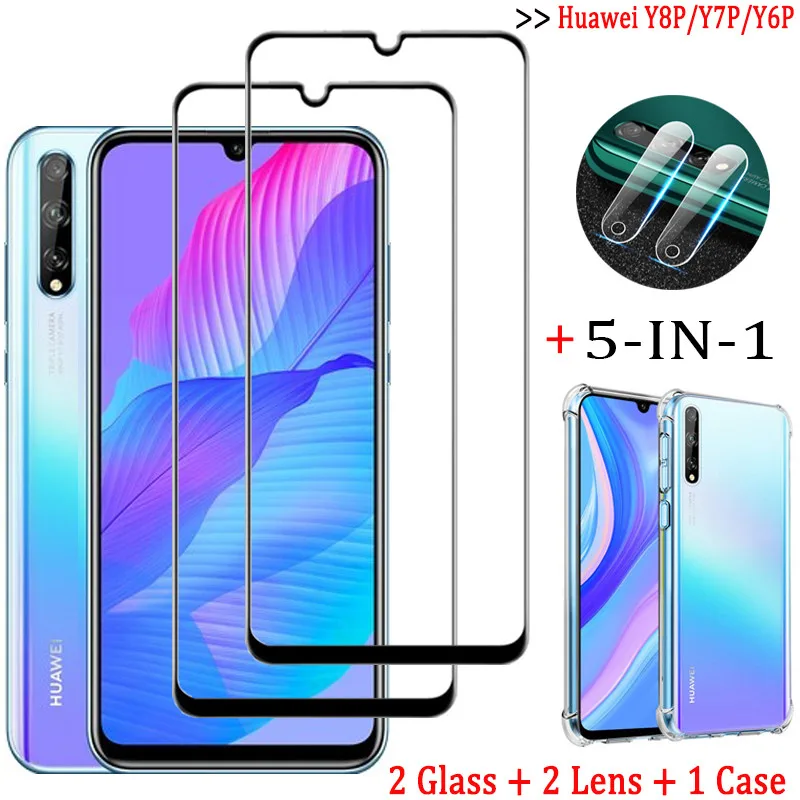 5 в 1capa стекло чехол для y8p huawei y6p защитное чехлы на у7р хуавей у8р бампер y8р у6p у6р y7p