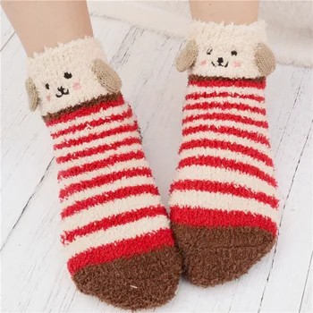 

High Quality 3 Pairs Women Casual Fleece Socks 3D Cartoon Animal Pattern Autumn Winter Thick Warm Socks MD88