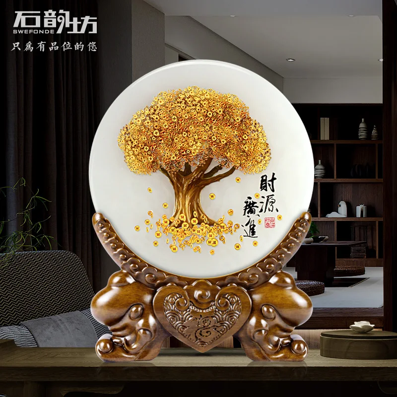 SWEFONDE Natural jade Sculpture Crafts Home and company FengShui Decoration opening gifts Give to Friends customers Office Decor