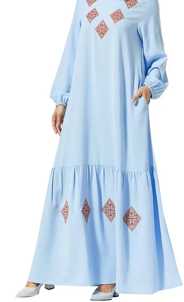 Abaya Женское мусульманское платье с вышивкой в турецком стиле, Абая, Дубае, турецком, Пакистанском, турецком, турецком стиле, платье-кафтан, хиджаб, мусульманская одежда размера плюс - Цвет: Abaya