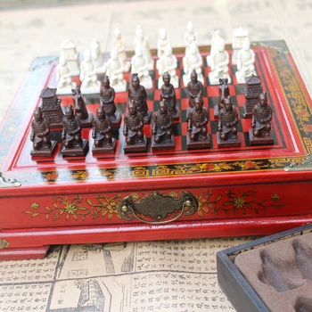 

Wooden International Chess Set Terracotta Warriors Chess Pieces Chess Game Christmas Gift