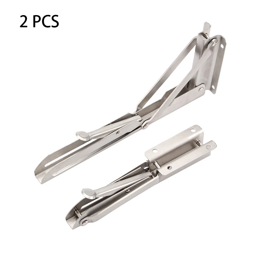 

2PCS Folding Shelf Bracket Triangular Table Wall Mounted Heavy Duty Stainless Steel Home K Shape Hardware Space Saving DIY