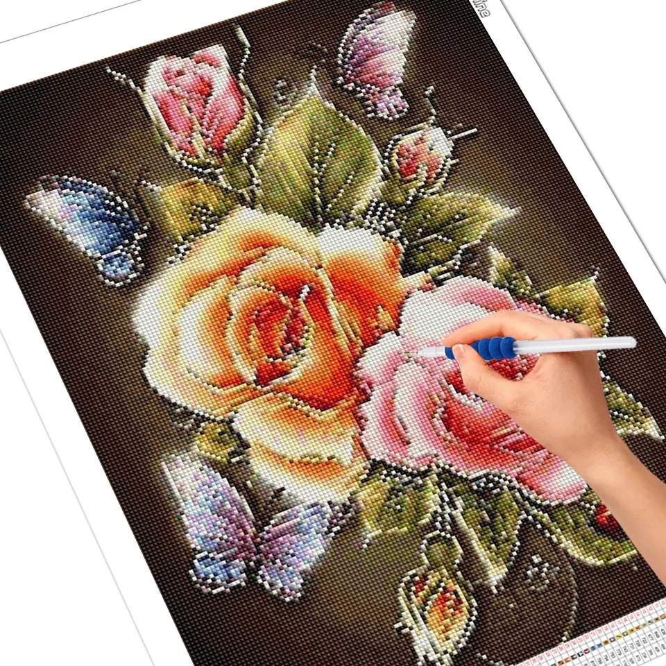 AZQSD 5D DIY Diamond Painting Light Lamp Mosaic Full Drill Rhinestones Rose  Butterfly Landscape Embroidery Home Decor