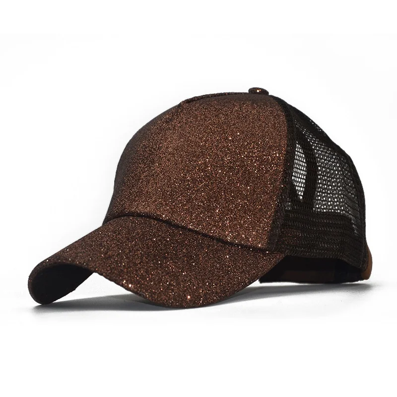

Women's Sequins Fluorescent Baseball Caps Open Ponytail Sparkling Mesh Caps Hip Hop Hat For Tennis Camping Hiking Outdoor Sports