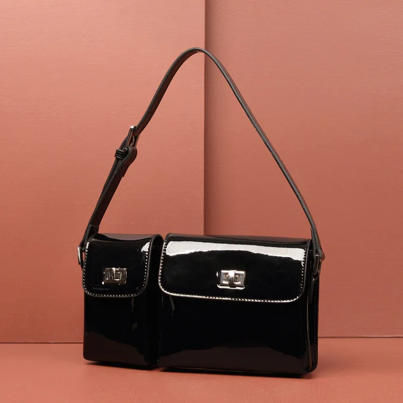 

2020 new European style high-quality leather handbags fashion simple solid color messenger bag lock