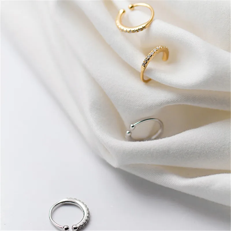 Silver Earrings Womens Earrings 925 Sterling Silver U-shaped Clip Earrings Non Pierced Earrings Fashion Women Punk Rock Ear Cuff Jewelry