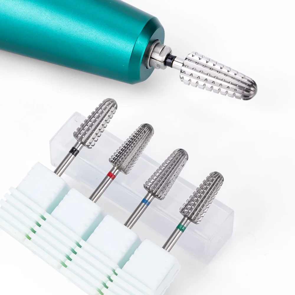 5 in 1 Carbide Tungsten Volcano Tornado Nail Bit 3/32 Shank Fast Remove Acrylic Hard Gel Dual Rotation Manucure Milling Cutters nail drill bit nail drill bits