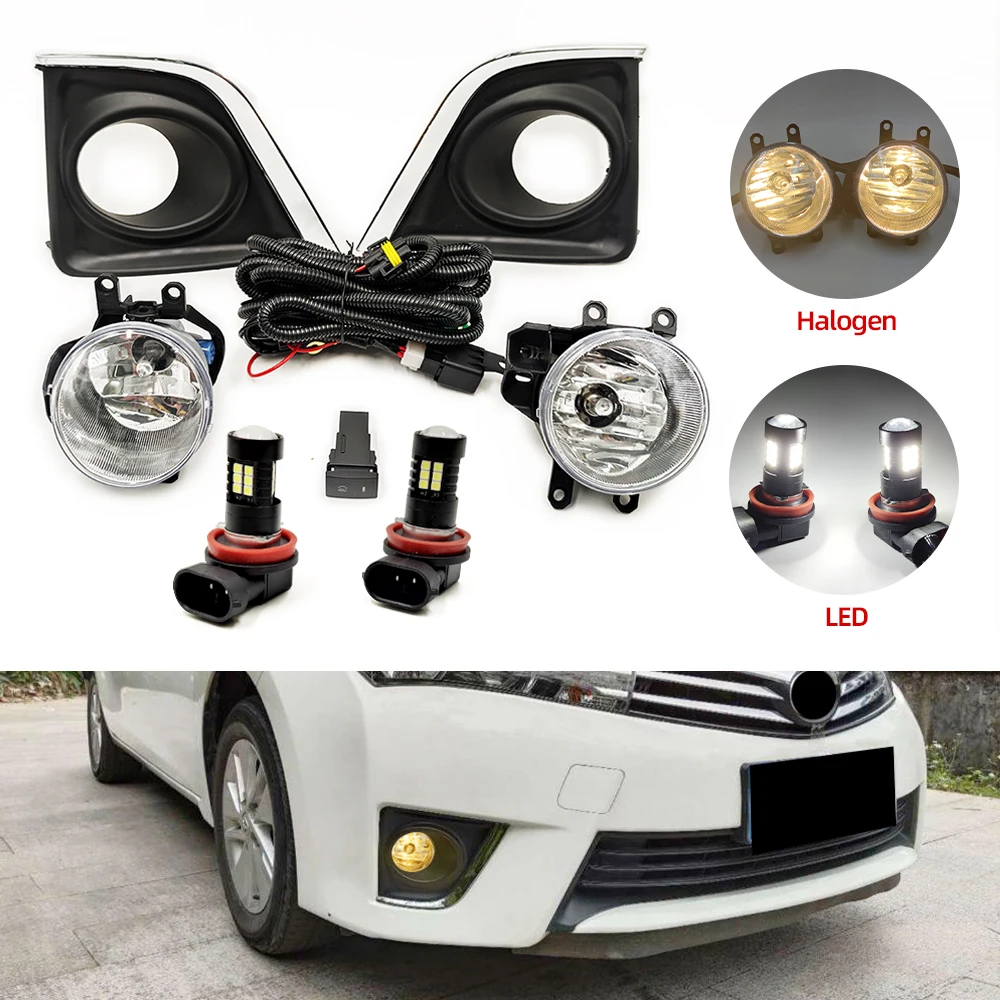1 Set Fog Lights For Toyota Corolla 2014 2015 2016 Led Fog Lamp Assembly Fog Light Cover Grill