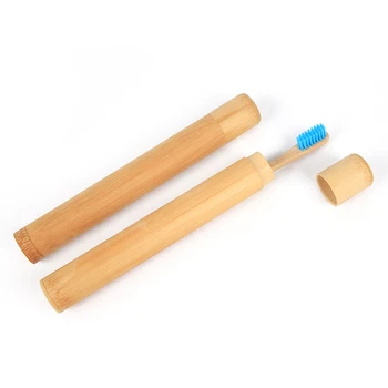 

Portable Handmade Eco Friendly Bamboo Natural Container Round Toothbrush Travel Case Holder Carrier Container Kit Storage Box