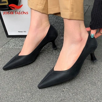 

JOUIR 2020 New Fashion Genuine Cow Leather Strange Style Elegant Pumps Woman Shoes Pointed Toe Slip-On Concise Pumps Female