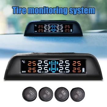 

Car Tire Pressure Monitoring System Solar Power Wireless Smart TPMS Real-time Displays Car Styling