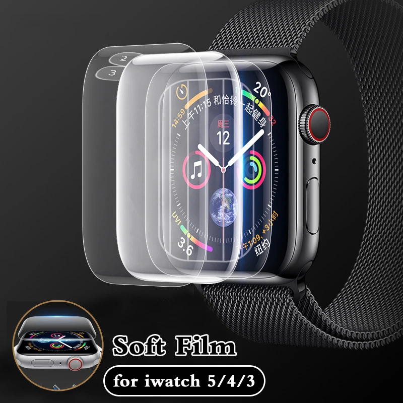 

9D Full Curved Soft Tempered Glass For Apple Watch 38 40 42 44 mm Screen Protector on i Watch band strap 5 Protective Glass Film