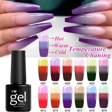 12 цветов, гель для ногтей, изменение температуры, Полупостоянный лак для ногтей, лак для ногтей, впитываемая гелевая краска