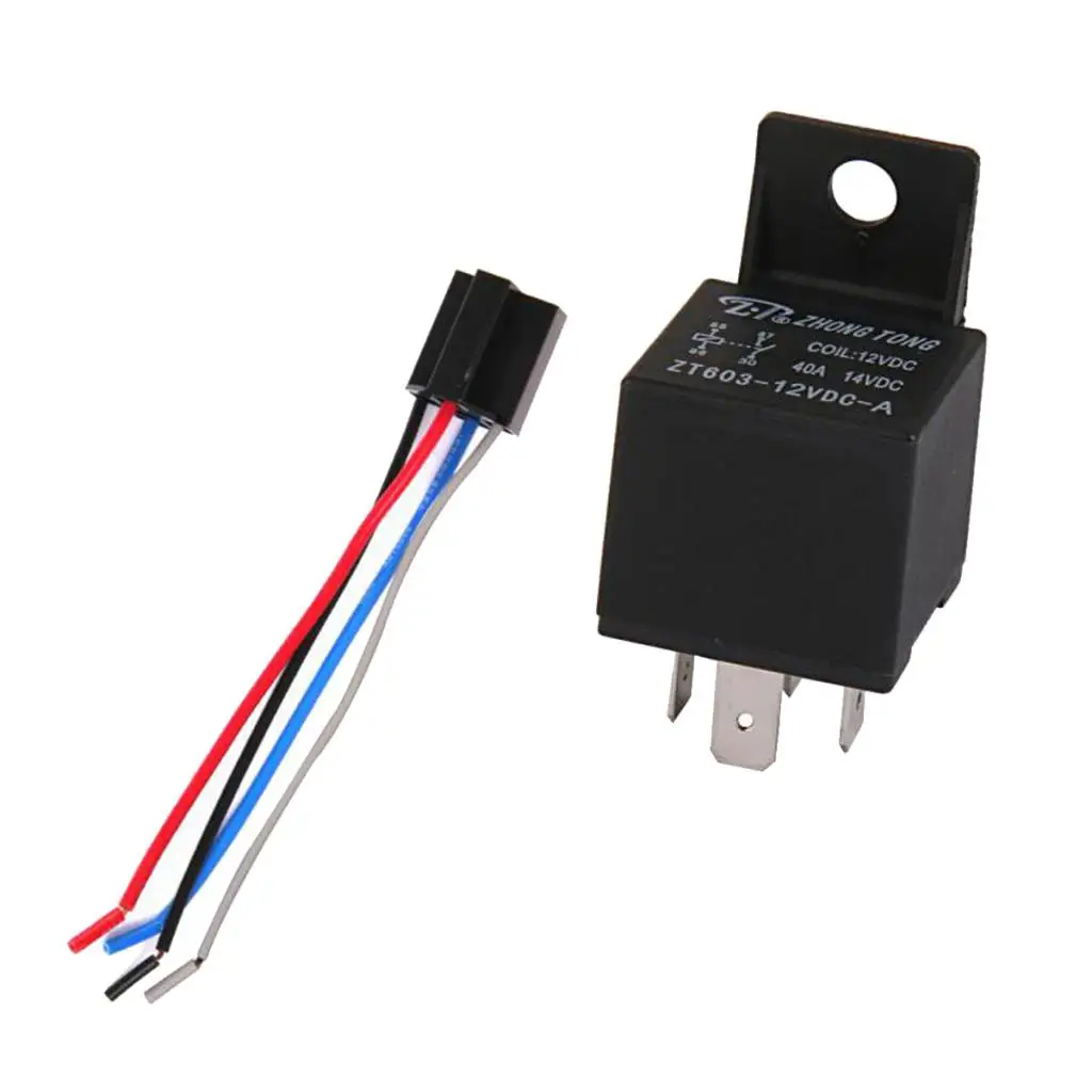Автомобиль Грузовик Мотор 12V 40A AMP реле SPST& гнездо соединителя 4Pin 4 провода