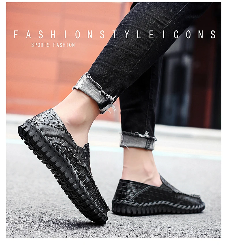 New Men Loafers Shoes Soft Moccasins Genuine Leather Flats Handmade Casual Shoes Slip-On Men's Shoes Driving Shoes