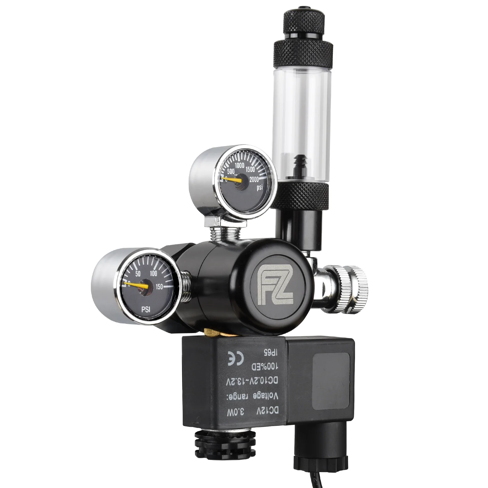 FZONE Aquarium CO2 Regulator Mini Dual Gauge Display DC Solenoid with Bubble Counter and Check Valve for US Standard CGA320 CO2 Cylinder FZONE Aquarium CO2 Regulator Mini Dual Gauge Display DC Solenoid with Bubble Counter and Check Valve for US Standard CGA320 CO2 Cylinder