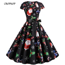 CROPKOP женское осеннее платье в стиле ретро с рождественским принтом, женские платья, осенняя элегантная одежда для вечеринки, женское вечернее винтажное платье
