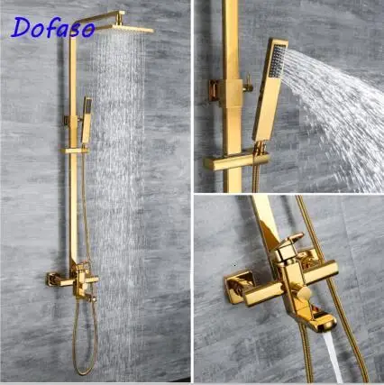 gold shower brass Душевая игра с двумя ручками, Твердый латунный душ в Дуа - Color: gold shower brass